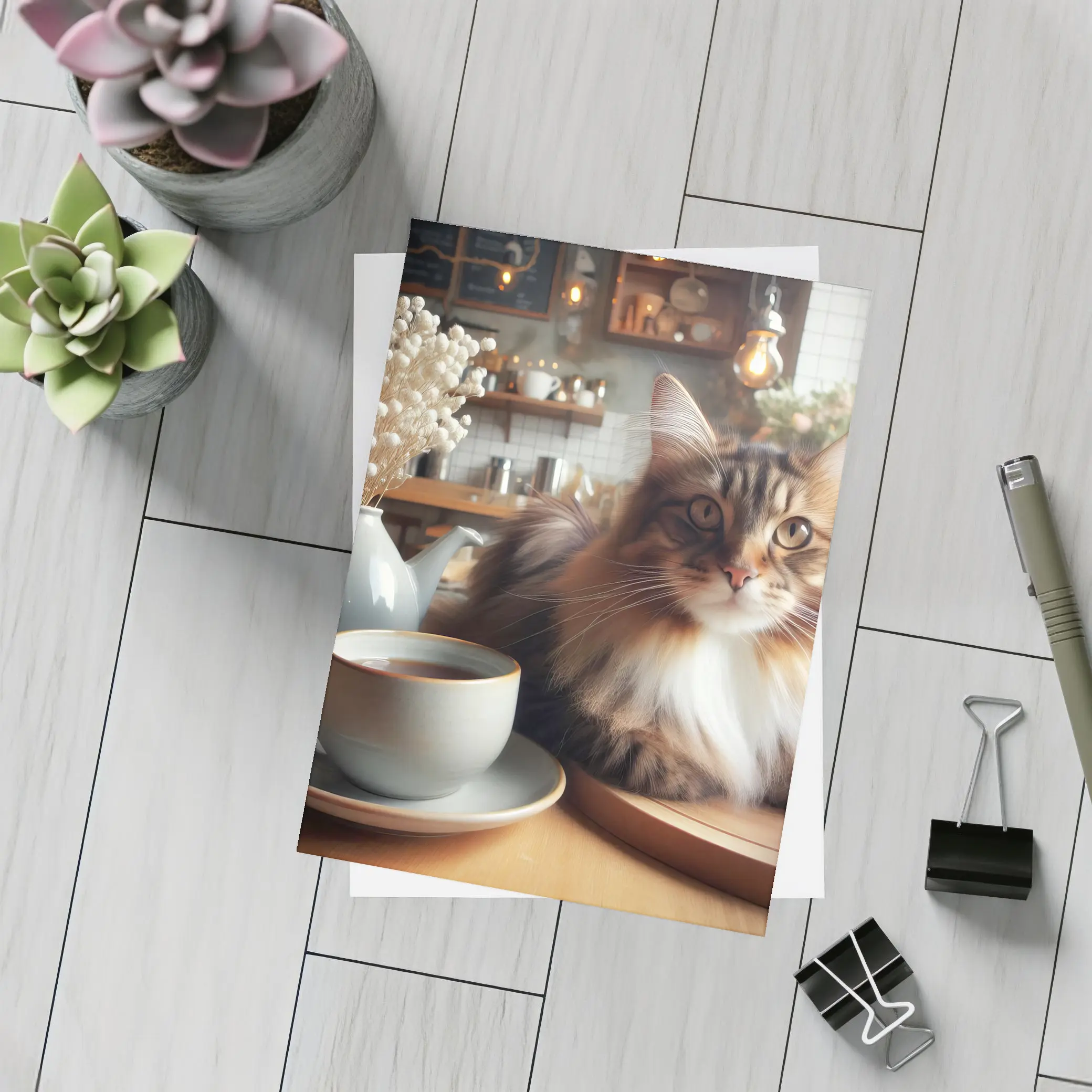 Maine Coon Cat Cozy Cafe Coffee Shop – Postcards