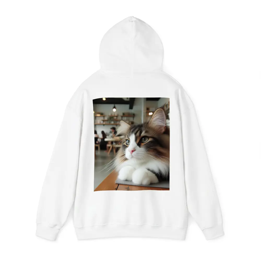 Norwegian Forest Cat Relaxing in Cozy Cafe – Hoodies