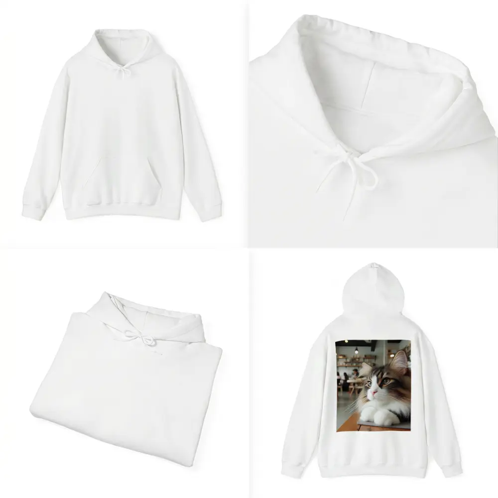 Norwegian Forest Cat Relaxing in Cozy Cafe – Hoodies