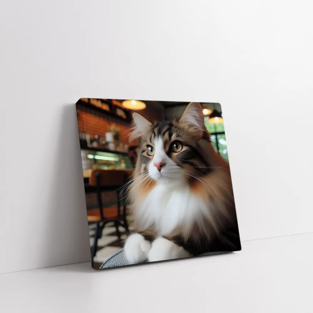 Norwegian Forest Cat Relaxing In Cozy Cafe – Wall Art