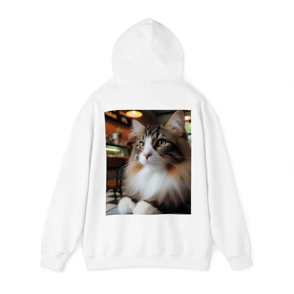 Norwegian Forest Cat Relaxing In Cozy Cafe – Hoodies