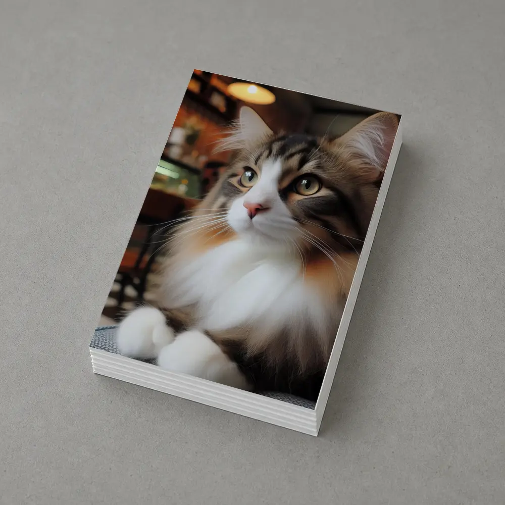 Norwegian Forest Cat Relaxing In Cozy Cafe – Postcards