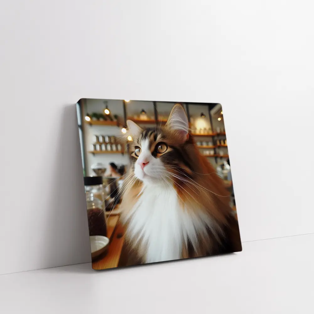 Norwegian Forest Cat Inside Cozy Coffee Shop – Wall Art
