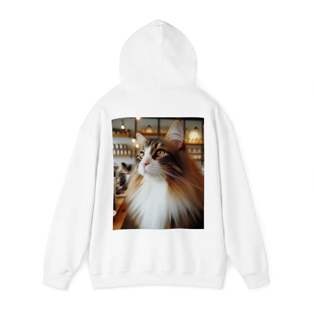 Norwegian Forest Cat Inside Cozy Coffee Shop – Hoodies