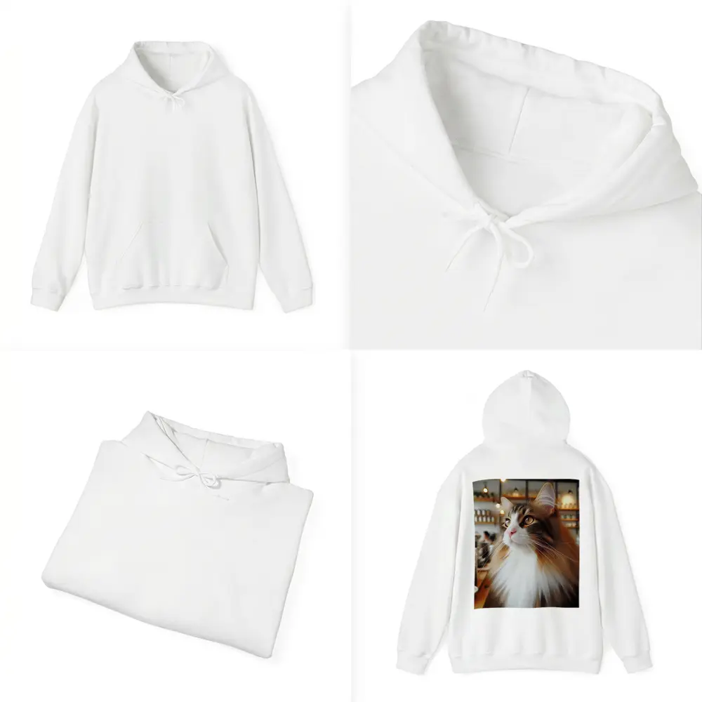 Norwegian Forest Cat Inside Cozy Coffee Shop – Hoodies