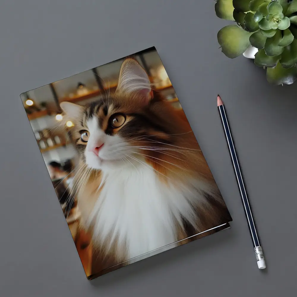 Norwegian Forest Cat Inside Cozy Coffee Shop – Notebooks