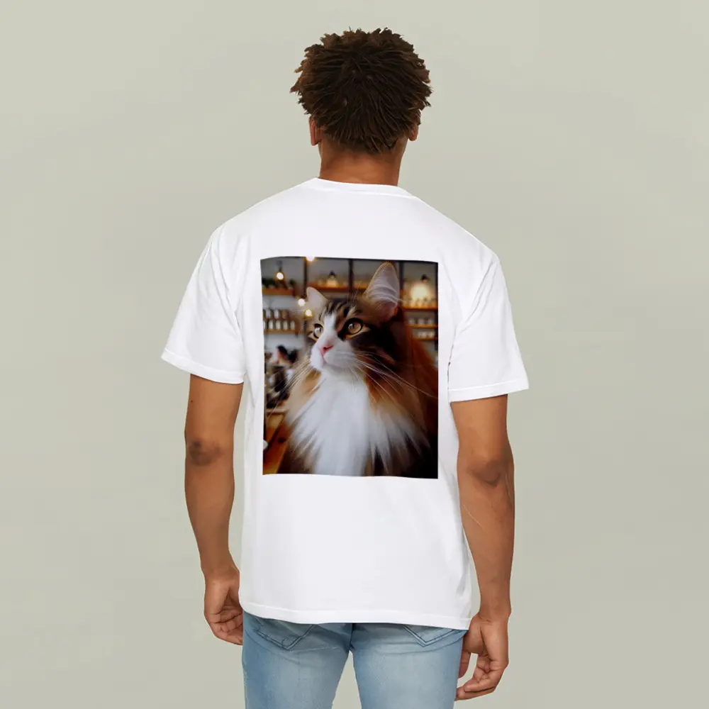 Norwegian Forest Cat Inside Cozy Coffee Shop – T-Shirts
