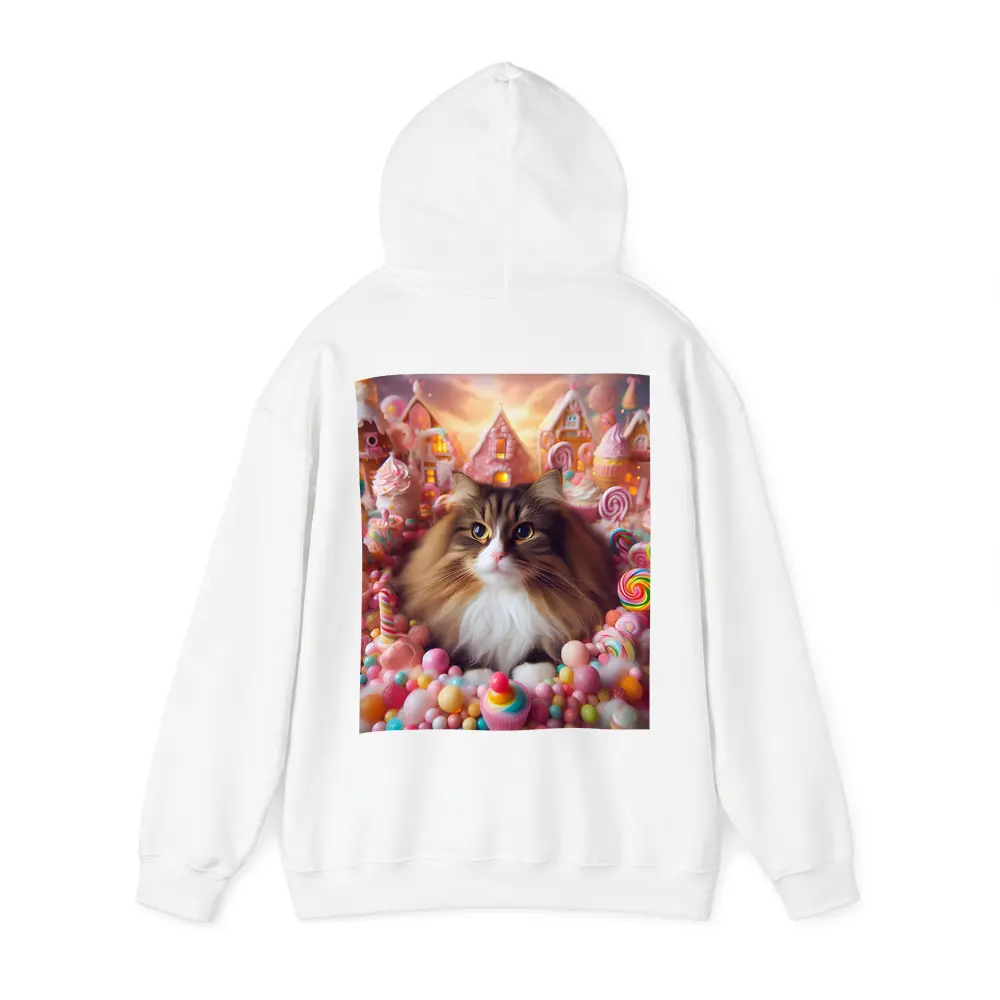 Fluffy Cat Surrounded by Colorful Candy Fantasy – Hoodies