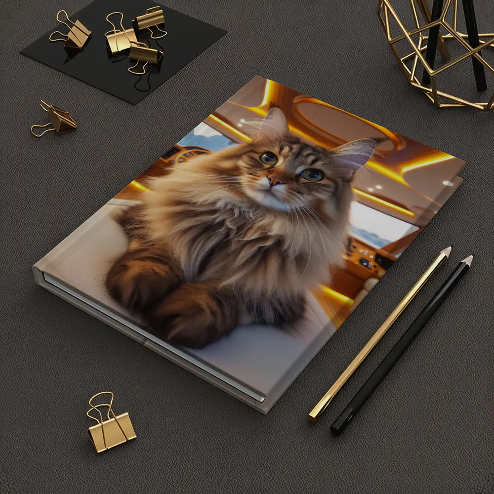 Maine Coon Cat Relaxing Inside Luxury Yacht – Notebooks