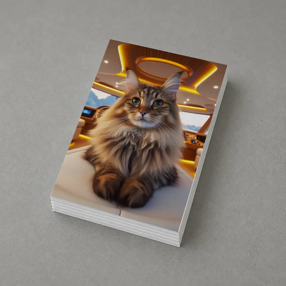 Maine Coon Cat Relaxing Inside Luxury Yacht – Postcards