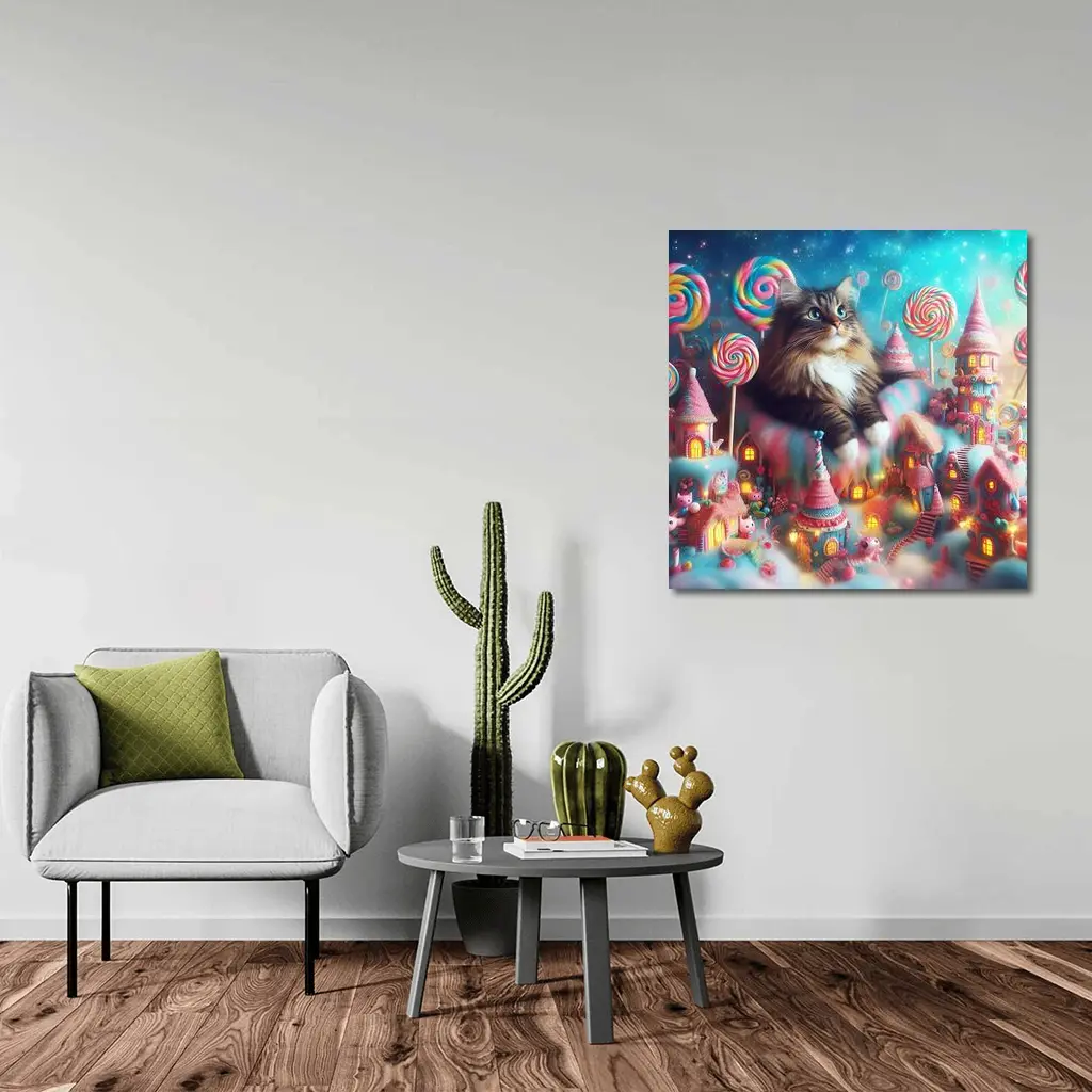 Norwegian Forest Cat Magical Candy Land Fantasy – Wall Art