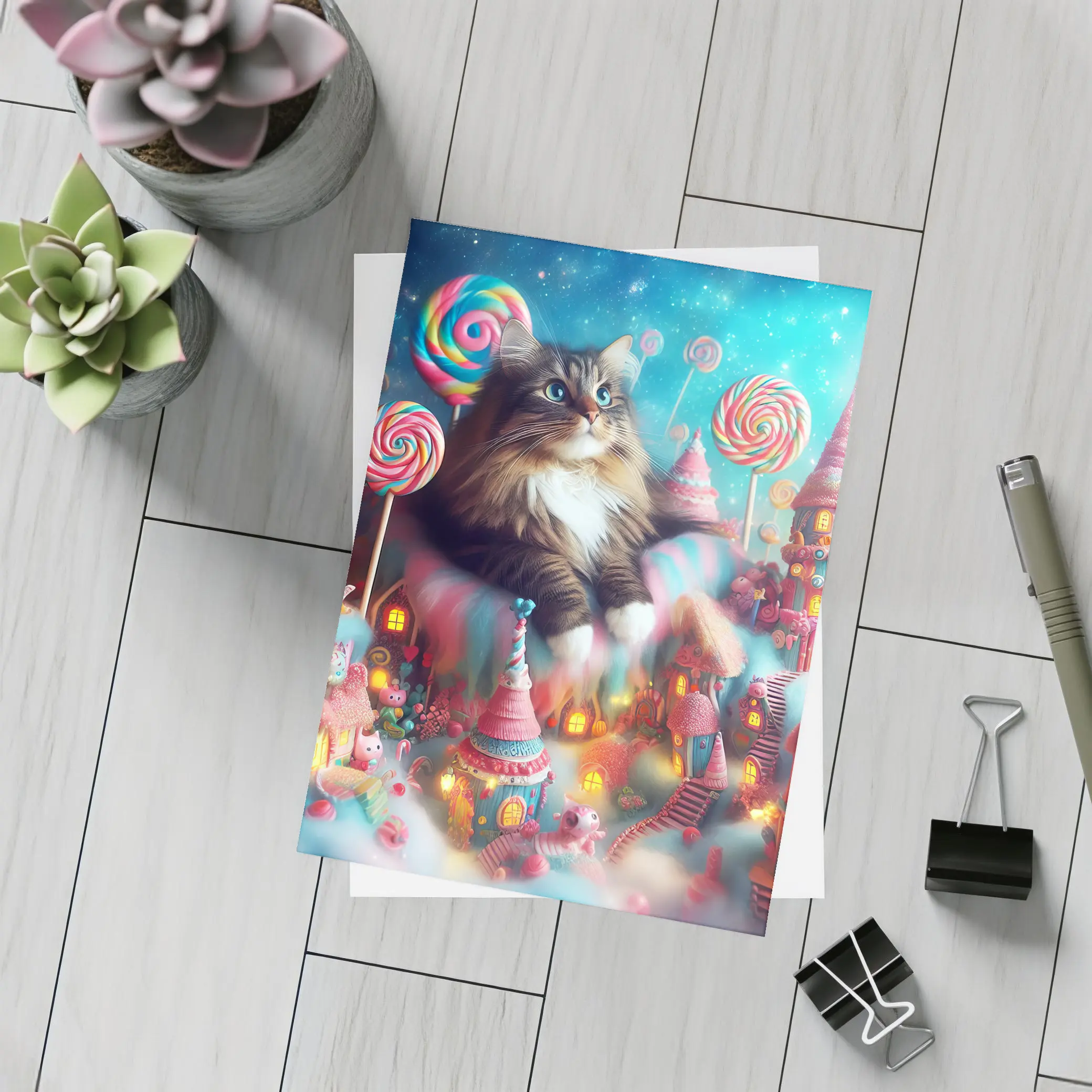 Norwegian Forest Cat Magical Candy Land Fantasy – Postcards