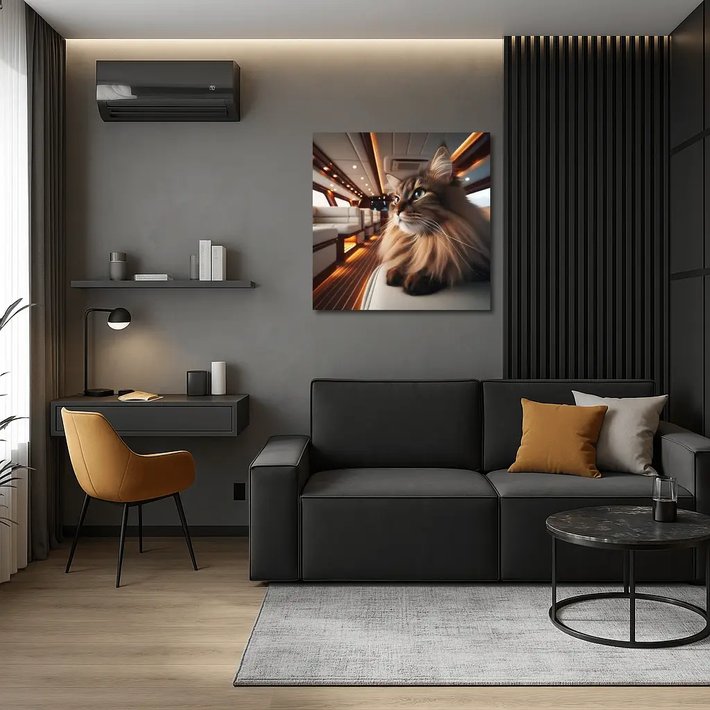 Somali Cat Relaxing Inside Luxury Yacht – Wall Art