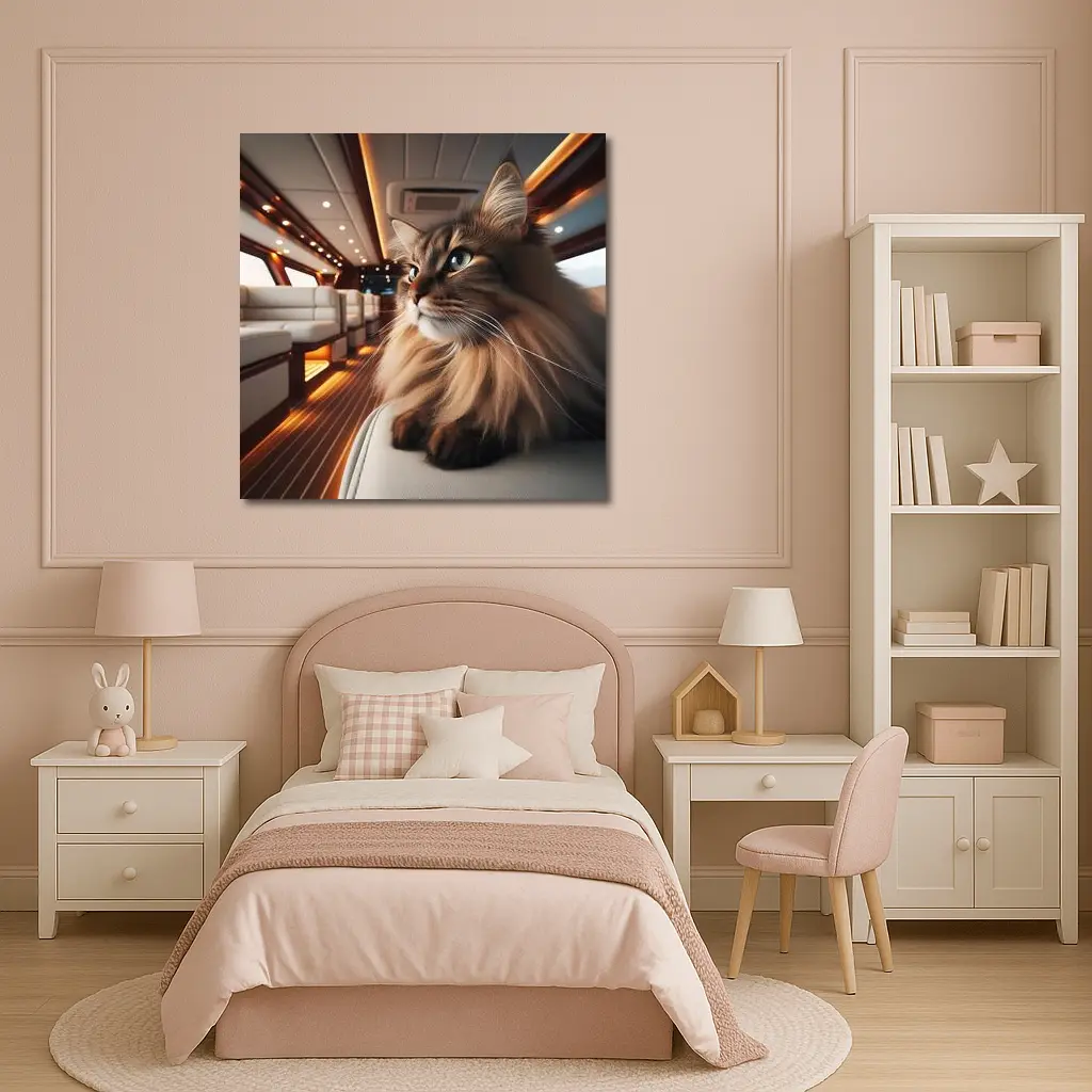 Somali Cat Relaxing Inside Luxury Yacht – Wall Art