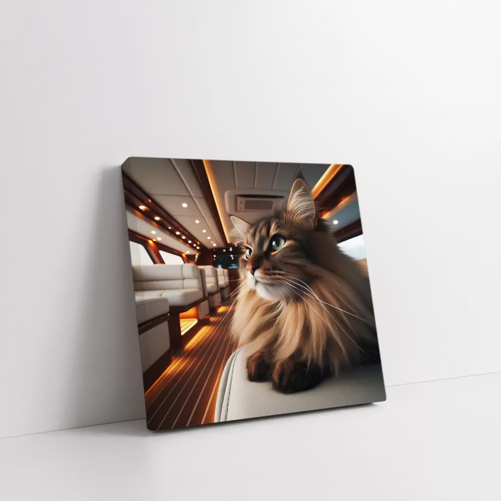 Somali Cat Relaxing Inside Luxury Yacht – Wall Art