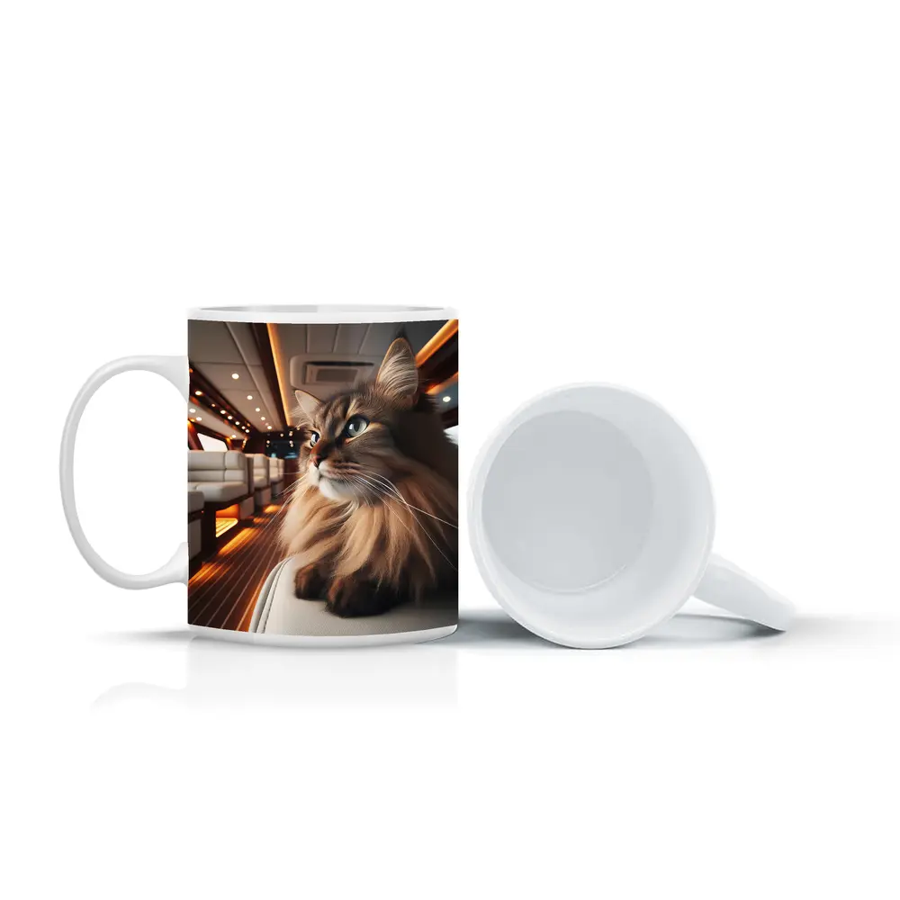 Somali Cat Relaxing Inside Luxury Yacht – Mugs