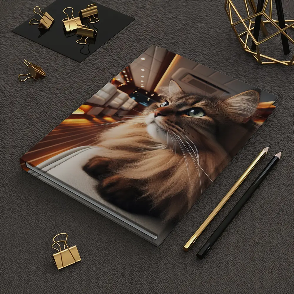 Somali Cat Relaxing Inside Luxury Yacht – Notebooks