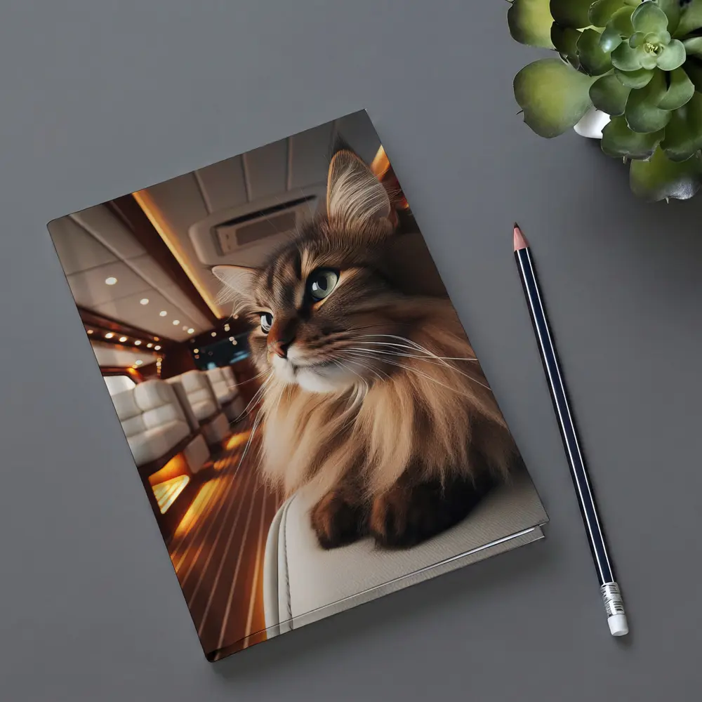 Somali Cat Relaxing Inside Luxury Yacht – Notebooks