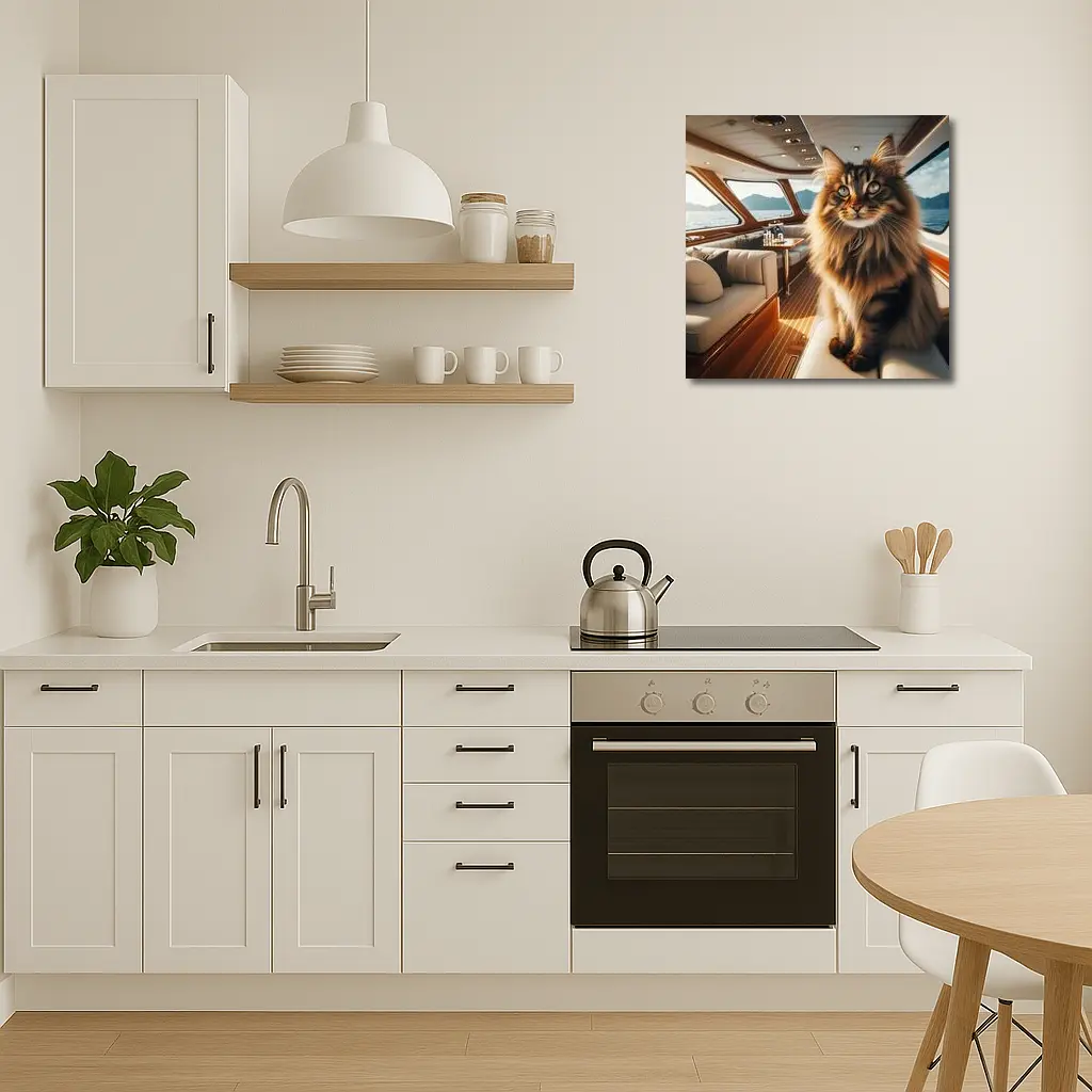Maine Coon Cat Inside Luxury Yacht Cabin – Wall Art