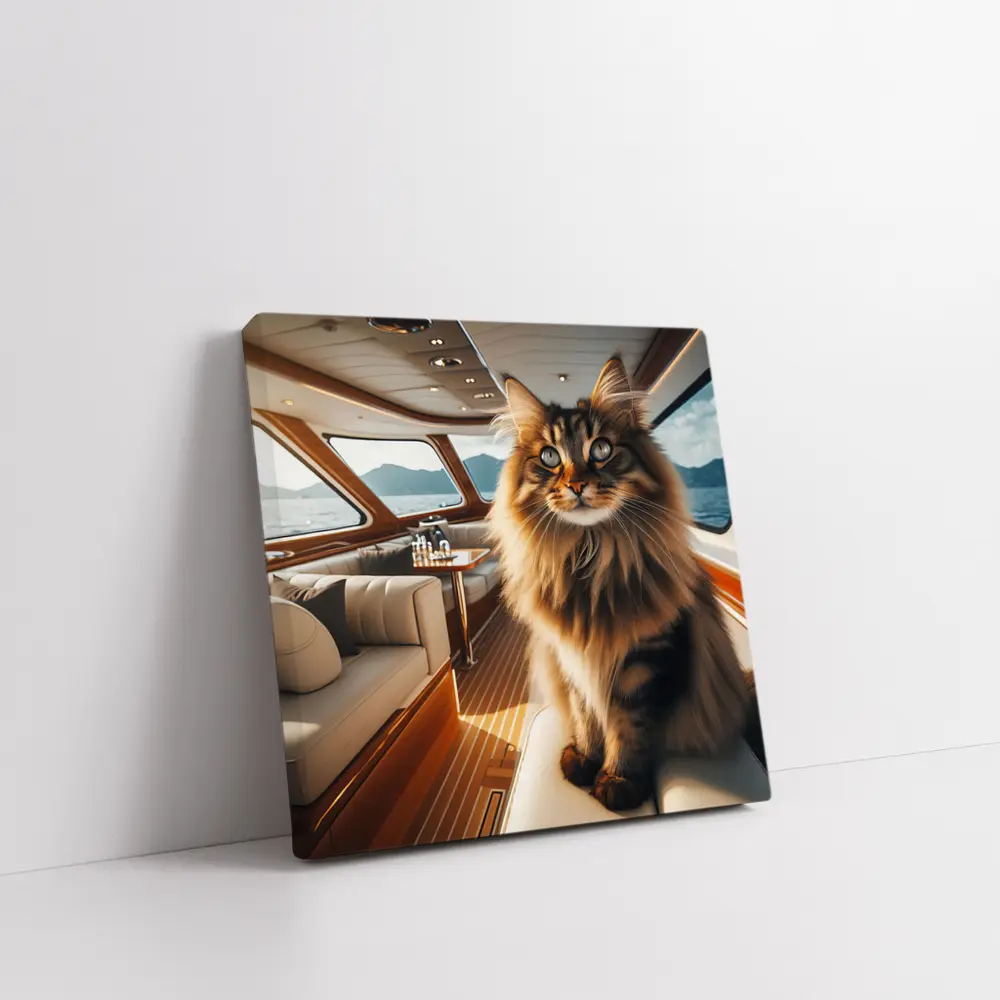 Maine Coon Cat Inside Luxury Yacht Cabin – Wall Art