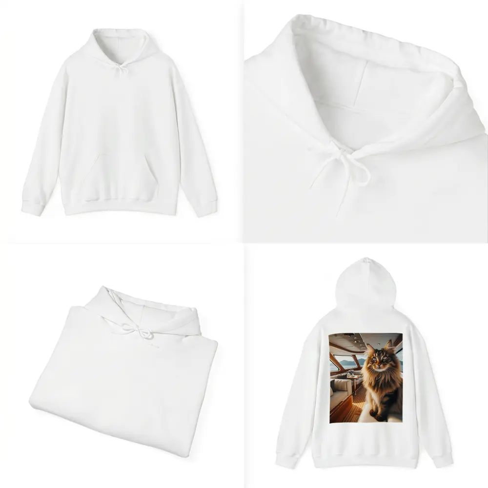 Maine Coon Cat Inside Luxury Yacht Cabin – Hoodies
