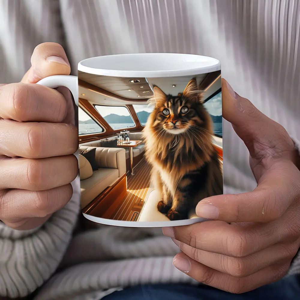 Maine Coon Cat Inside Luxury Yacht Cabin – Mugs