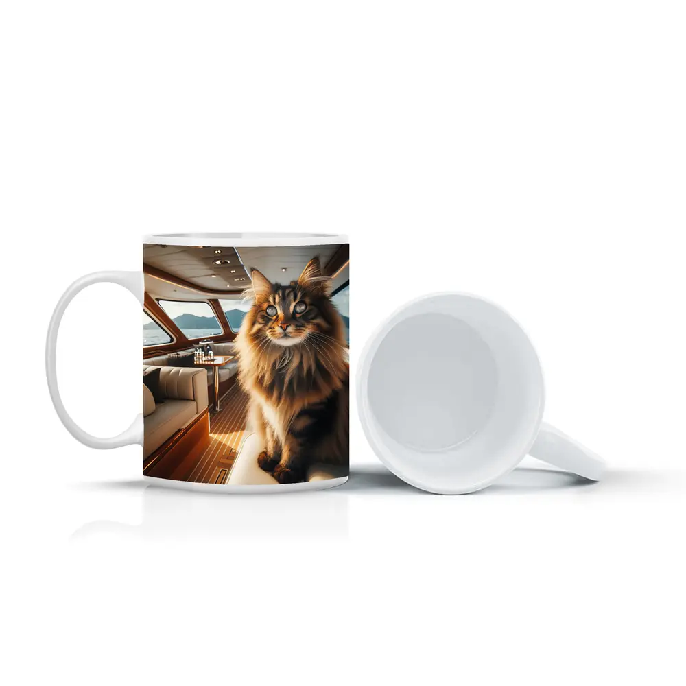 Maine Coon Cat Inside Luxury Yacht Cabin – Mugs