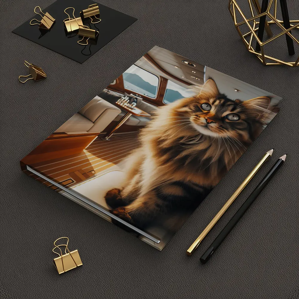Maine Coon Cat Inside Luxury Yacht Cabin – Notebooks