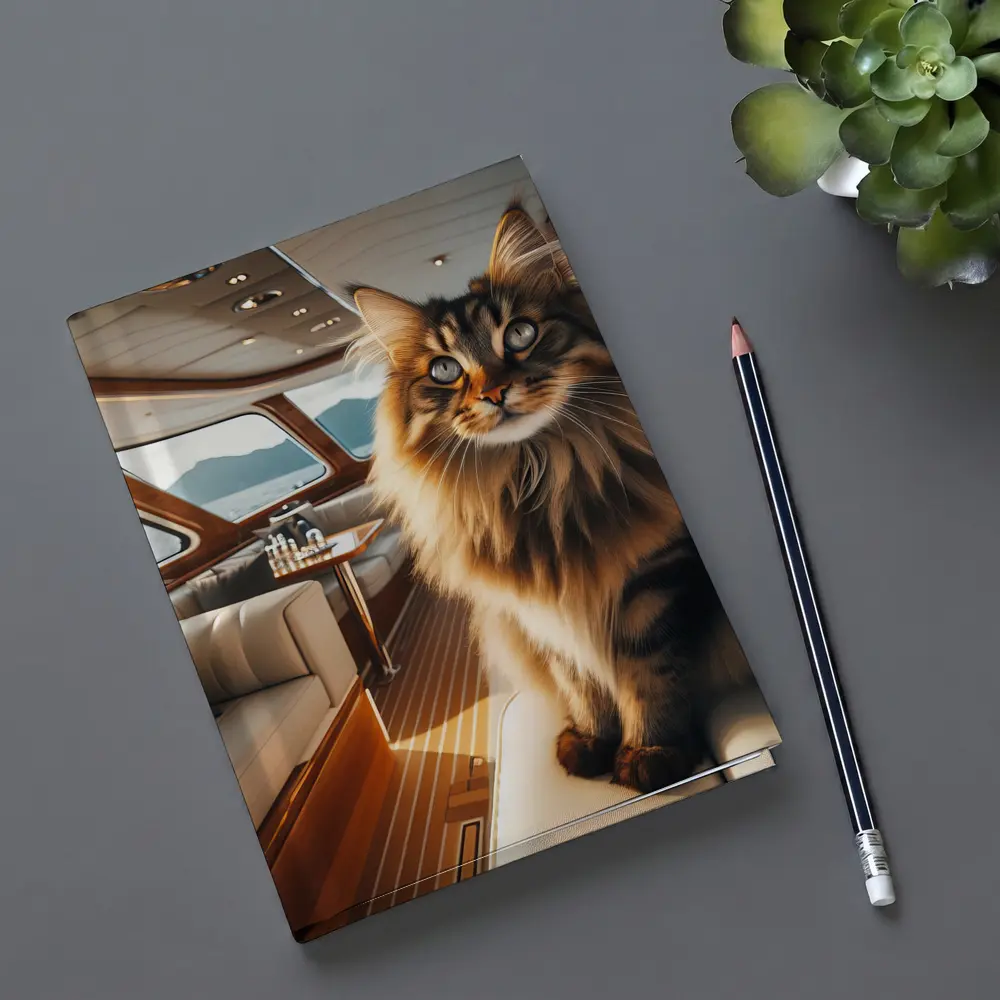 Maine Coon Cat Inside Luxury Yacht Cabin – Notebooks
