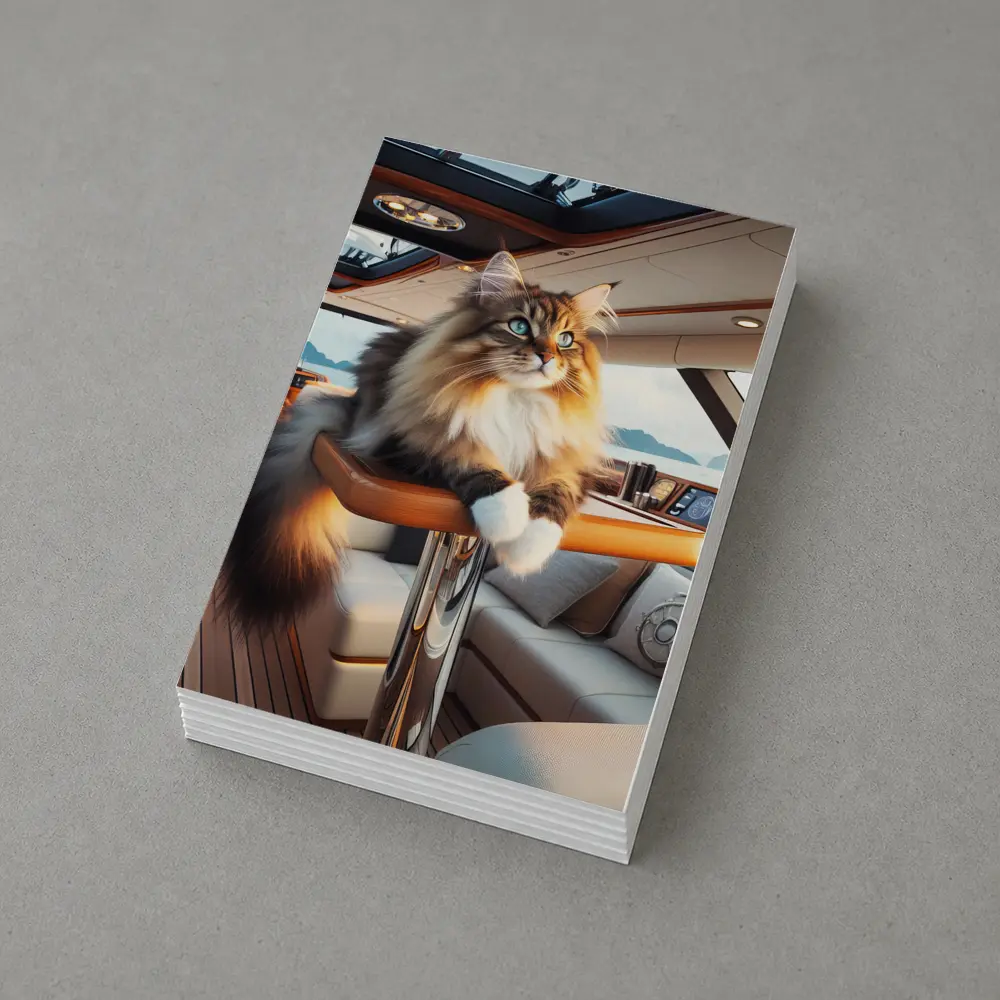 Norwegian Forest Cat Lounging Luxury Yacht Interior – Postcards