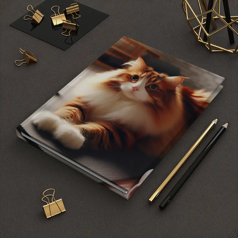 Fluffy Orange Cat on Gym Fitness Mat – Notebooks
