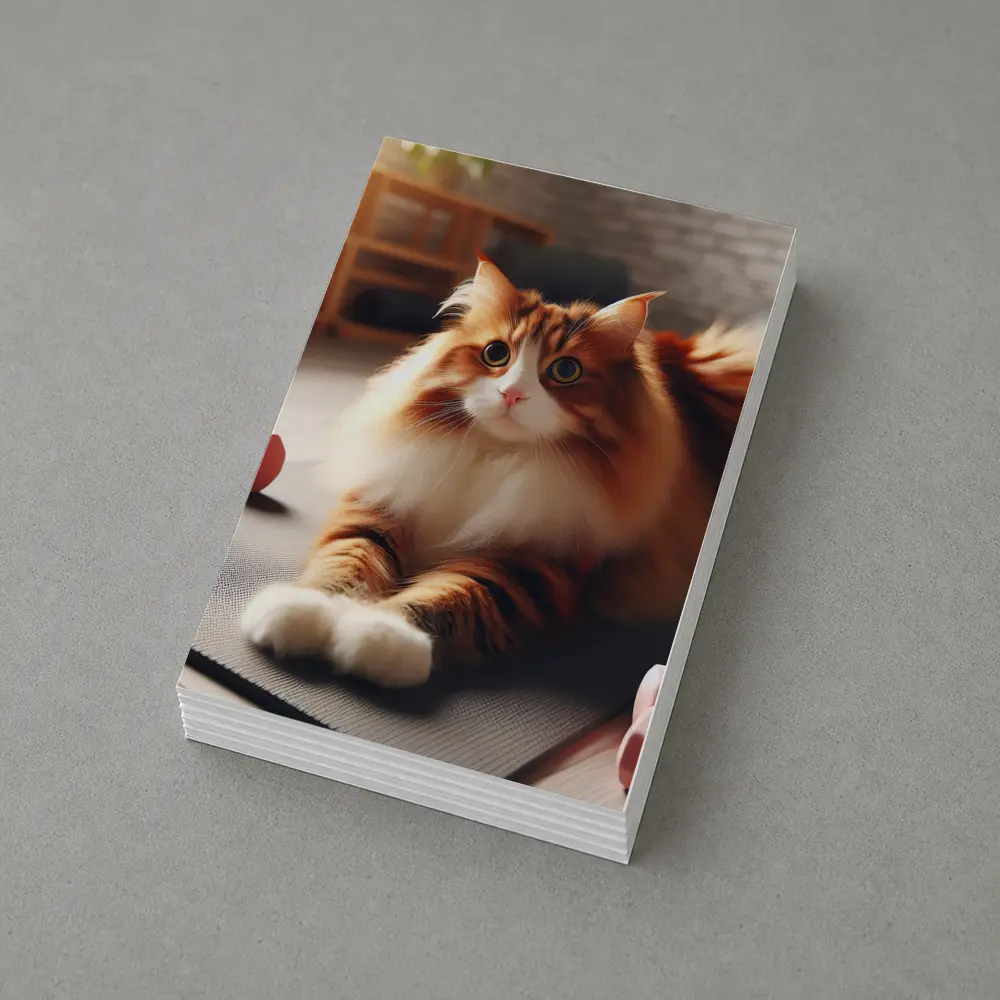 Fluffy Orange Cat on Gym Fitness Mat – Postcards