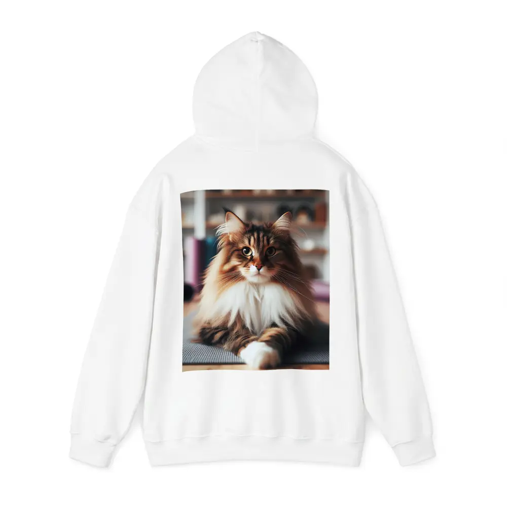 Maine Coon Cat Relaxing on Yoga Mat – Hoodies