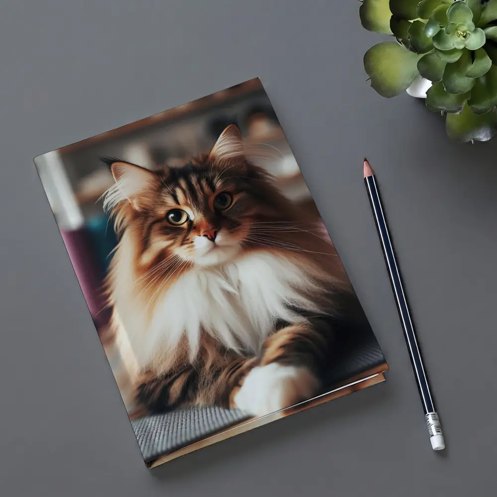 Maine Coon Cat Relaxing on Yoga Mat – Notebooks