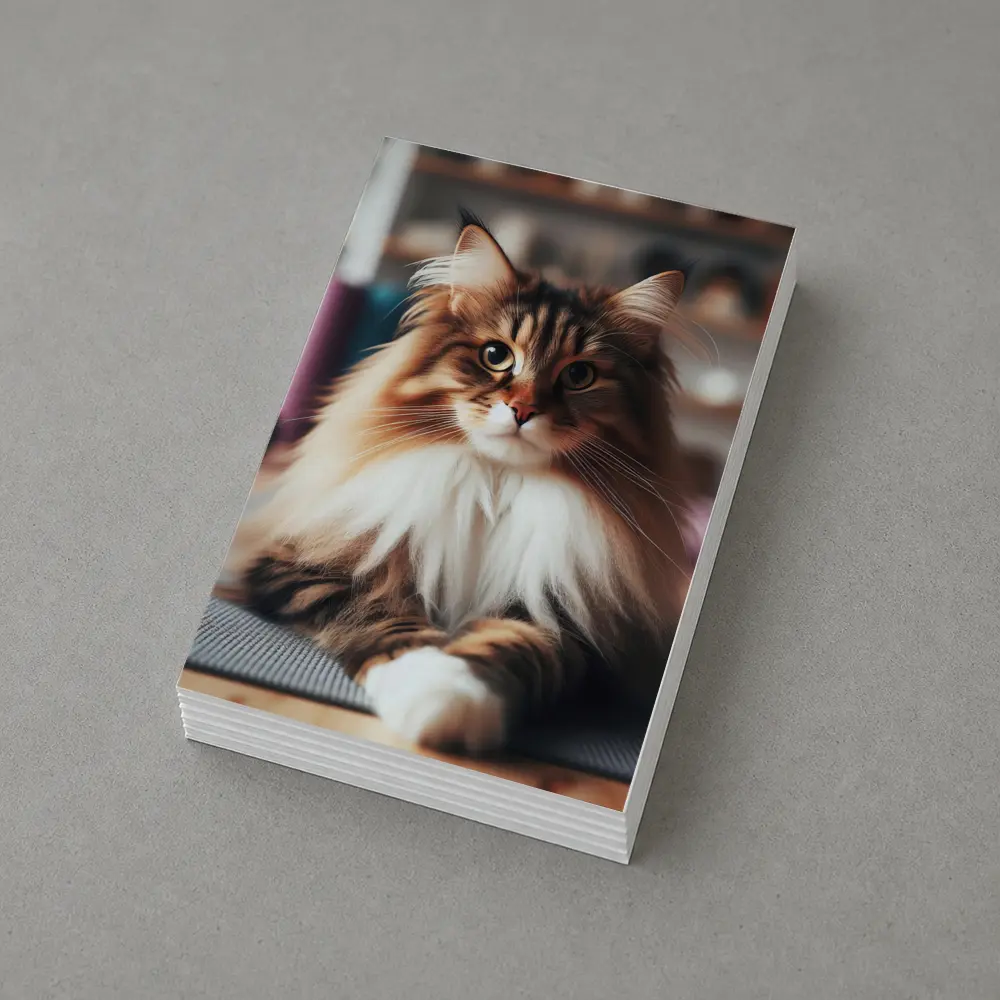 Maine Coon Cat Relaxing on Yoga Mat – Postcards