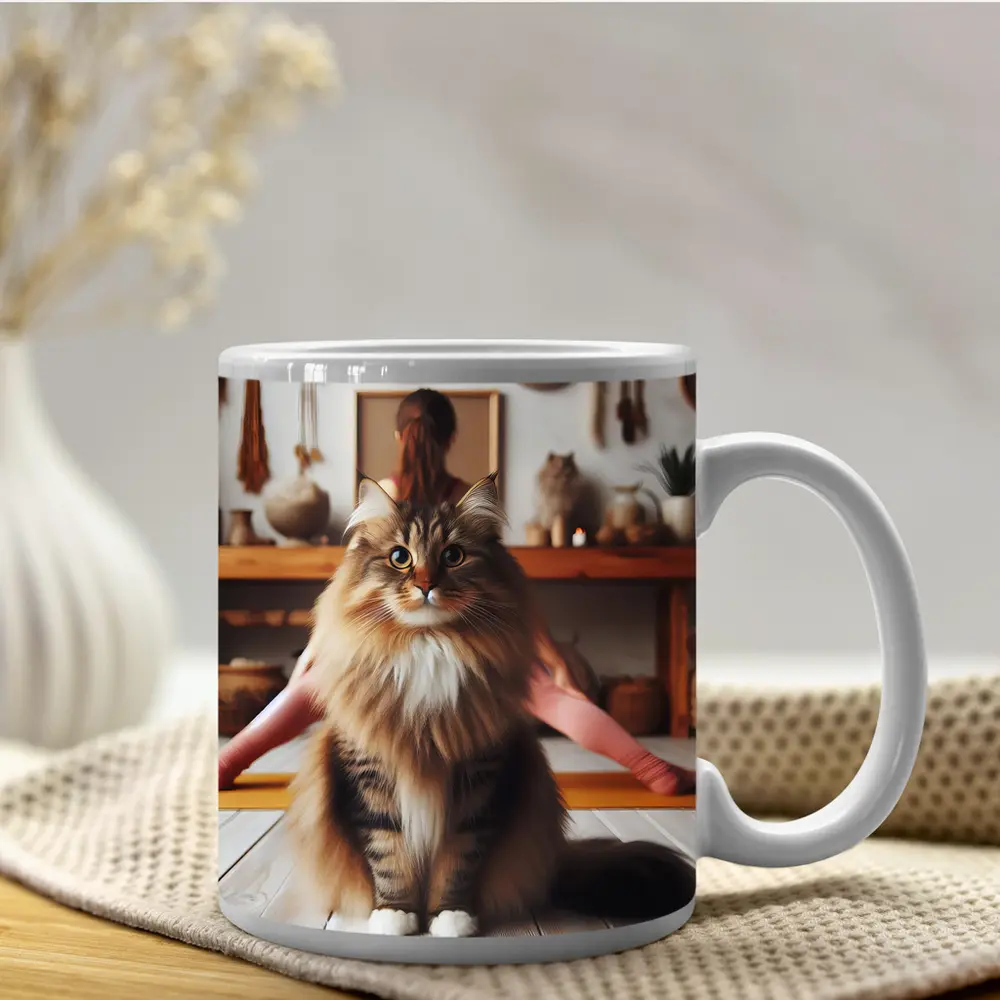 Fluffy Maine Coon Cat Yoga Studio – Mugs
