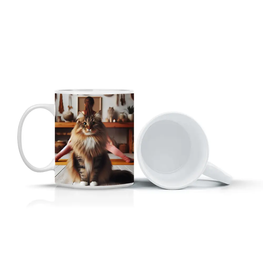 Fluffy Maine Coon Cat Yoga Studio – Mugs