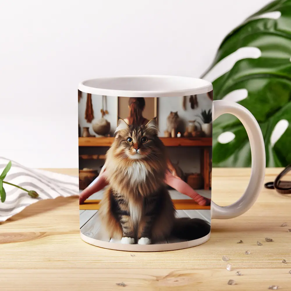 Fluffy Maine Coon Cat Yoga Studio – Mugs