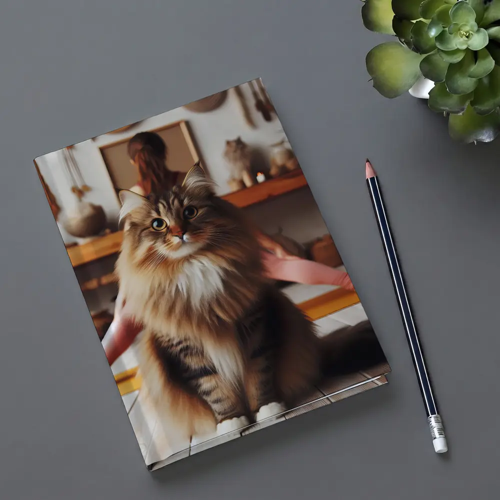 Fluffy Maine Coon Cat Yoga Studio – Notebooks