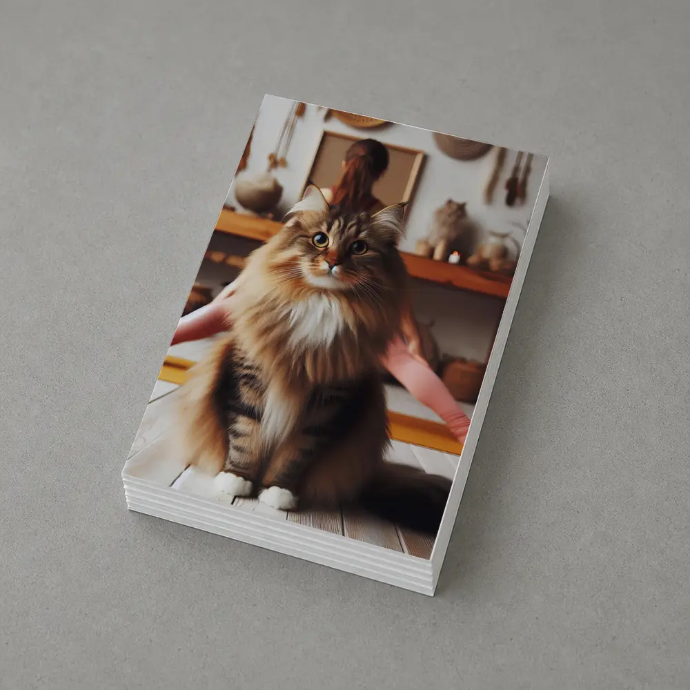 Fluffy Maine Coon Cat Yoga Studio – Postcards