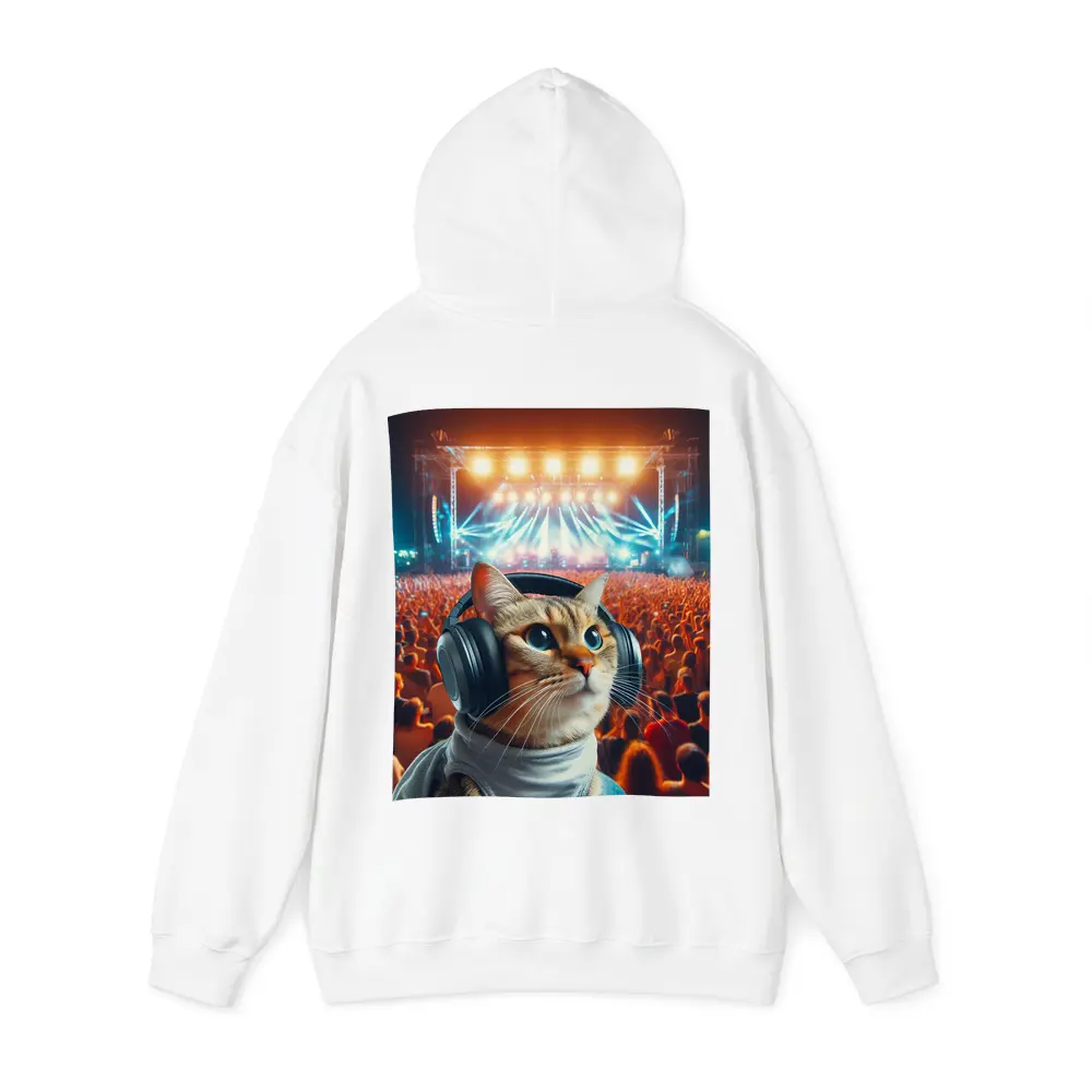 Cat With Headphones At Music Festival – Hoodies