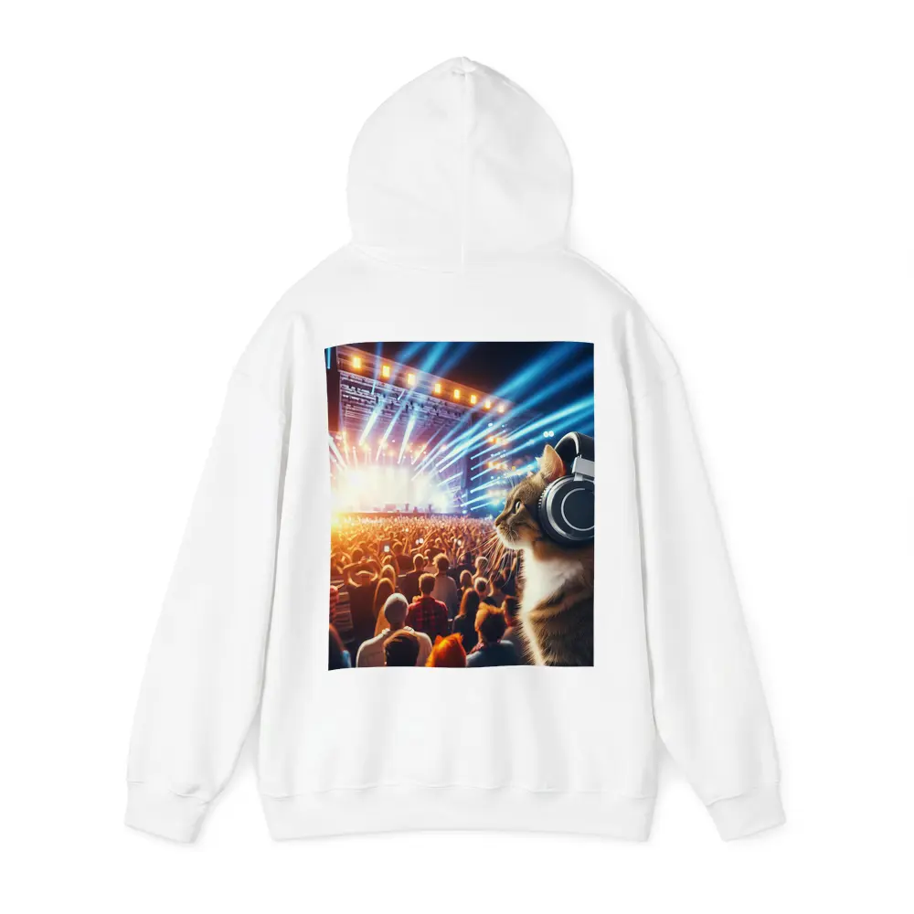 Cat With Headphones At Music Concert – Hoodies