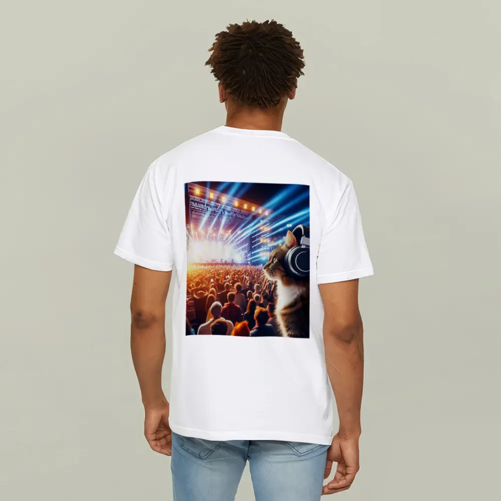 Cat With Headphones At Music Concert – T-Shirts