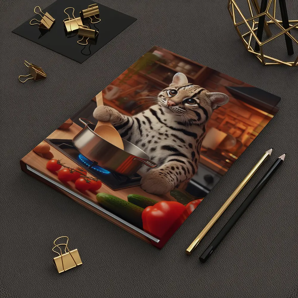 Ocelot Chef Cooking In Cozy Kitchen – Notebooks