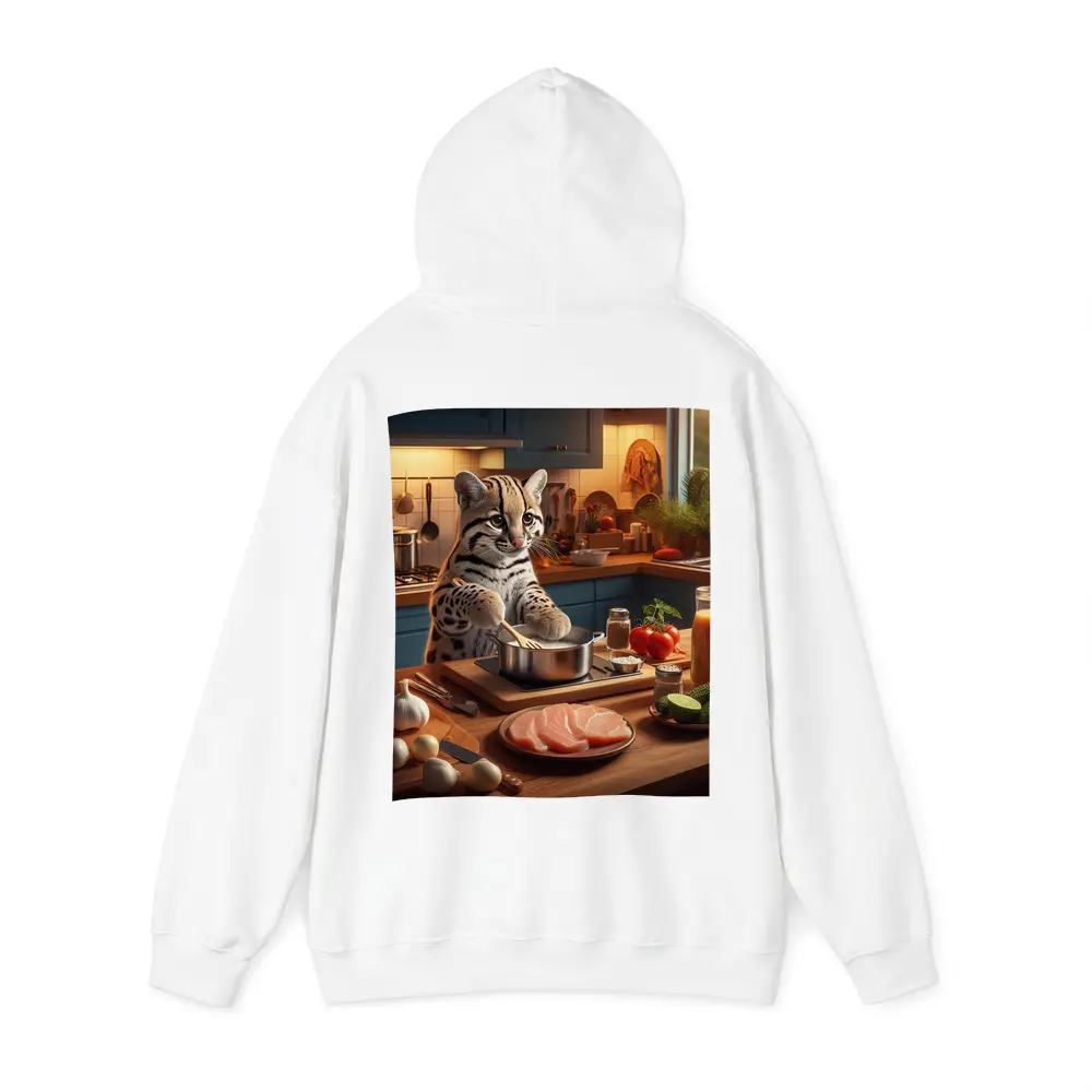 Ocelot Cooking In Cozy Kitchen Scene – Hoodies