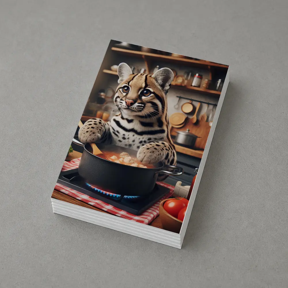 Ocelot Chef Cooking in Cozy Kitchen – Postcards