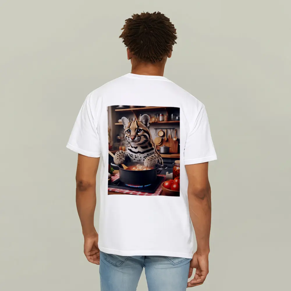 Ocelot Chef Cooking in Cozy Kitchen – T-Shirts