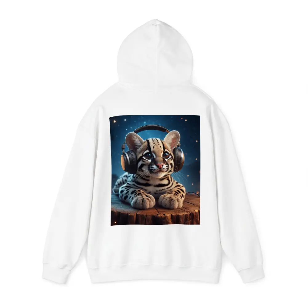 Baby Ocelot With Headphones Starry Night – Hoodies