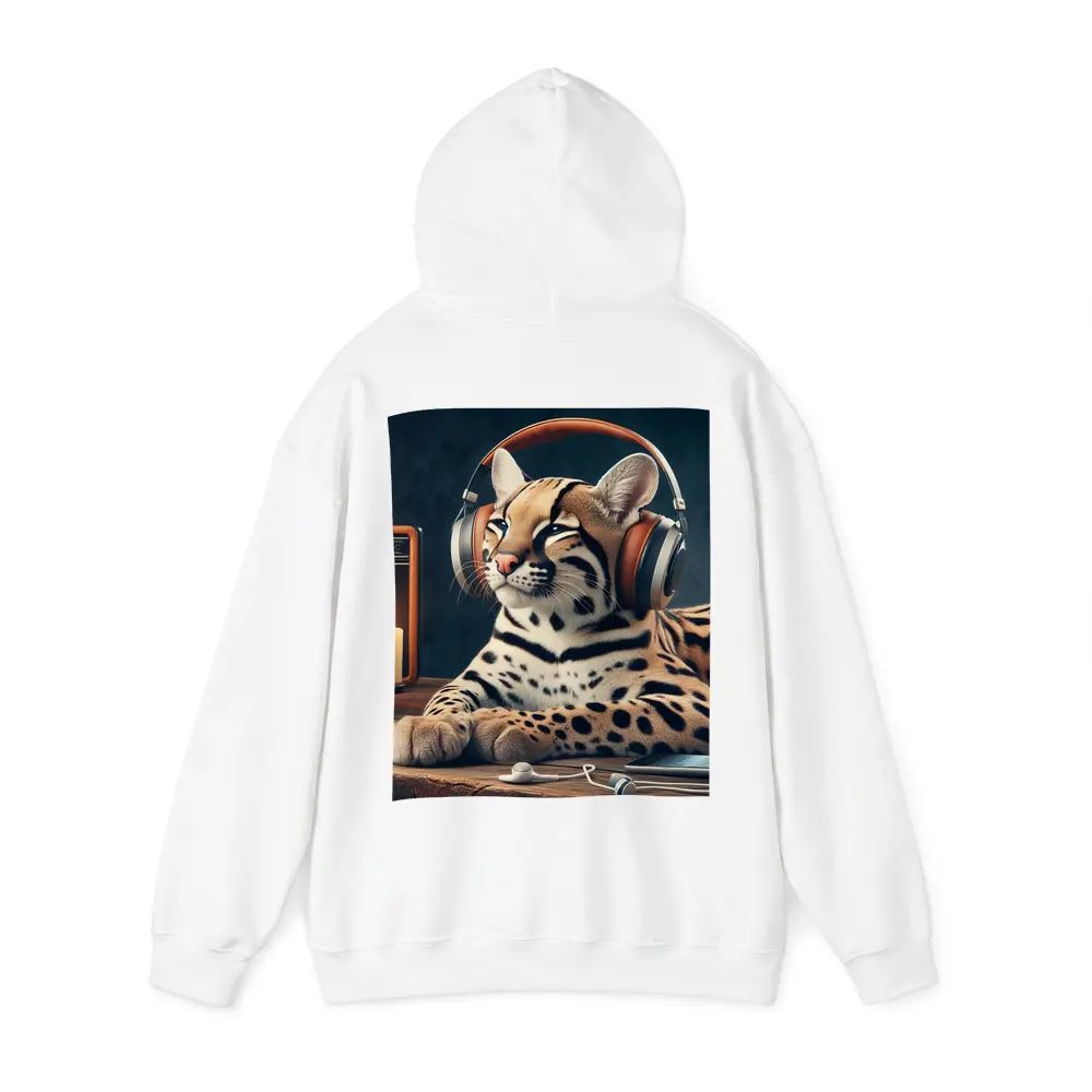 Ocelot With Headphones Listening To Radio – Hoodies