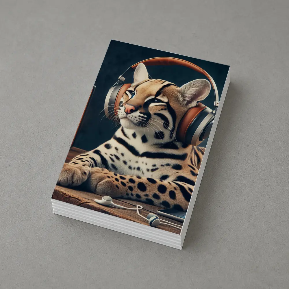 Ocelot With Headphones Listening To Radio – Postcards